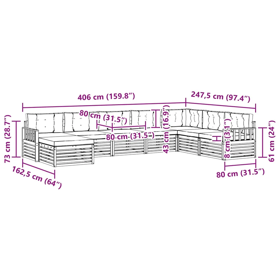 Ensemble de canapés d'extérieur 8 pc Blanc et Beige - 7