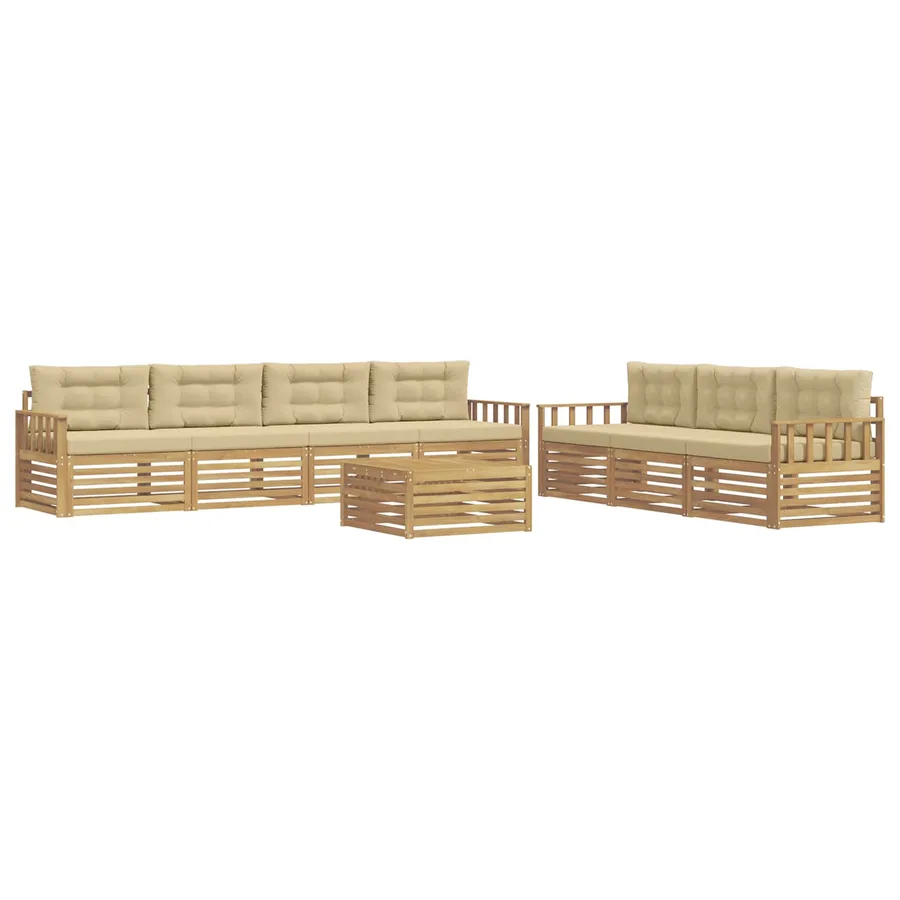 Ensemble de canapés d'extérieur 8 pc Blanc et Beige Polyester - 2