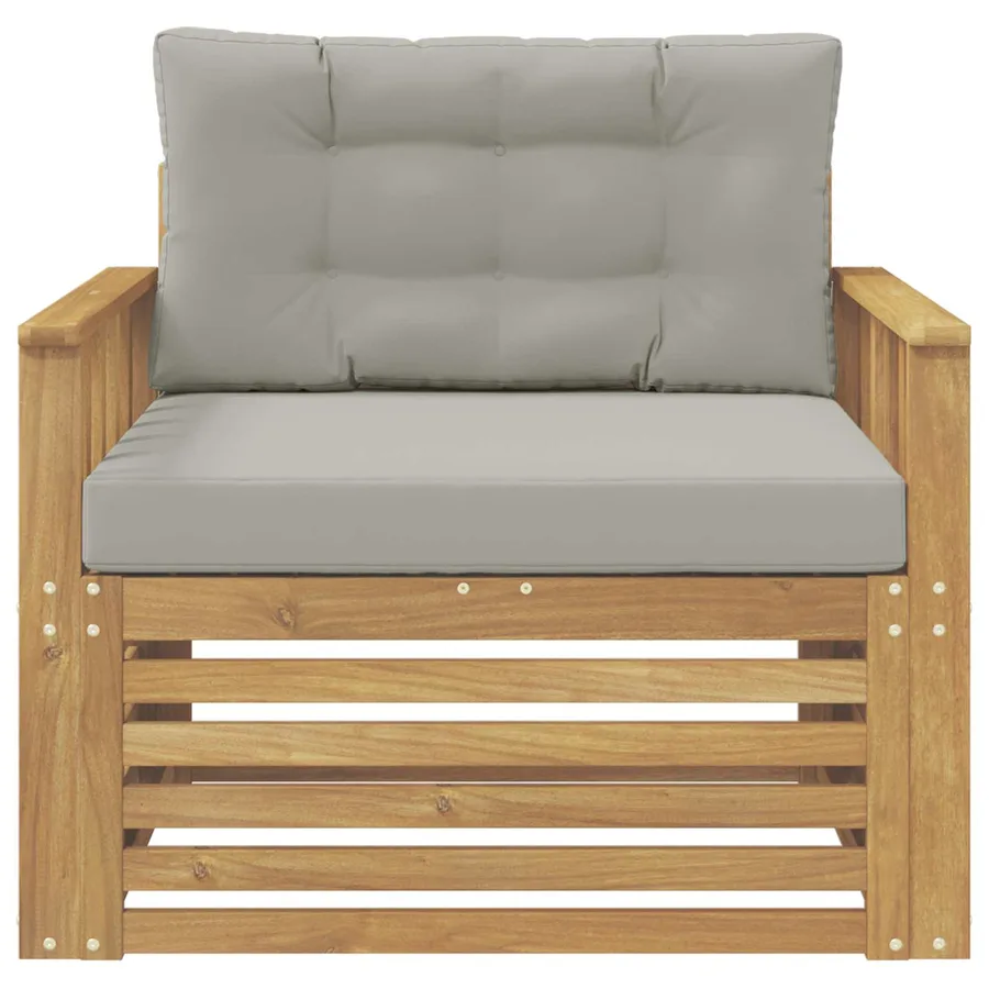 Canapé d’extérieur Polyester Blanc et gris clair - 3