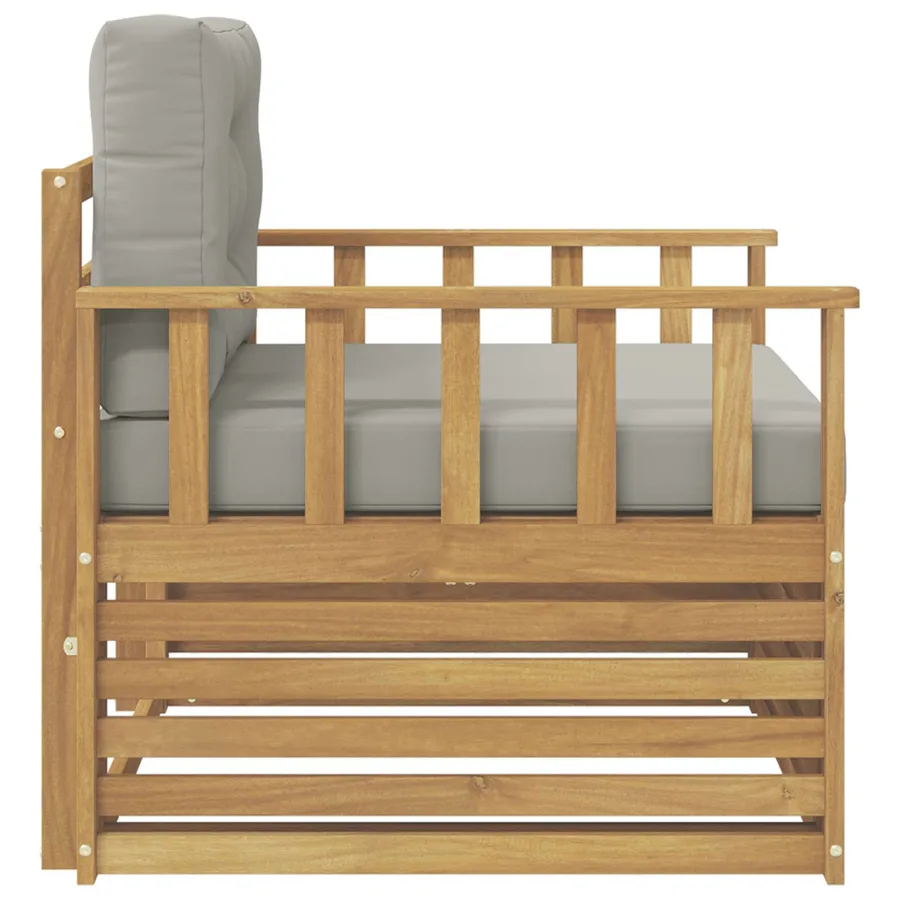 Canapé d’extérieur Polyester Blanc et gris clair - 4
