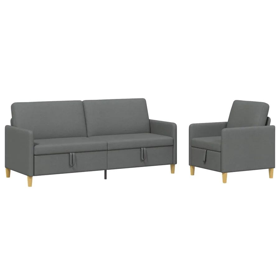 Canapé avec rangement 2 pcs Gris foncé Polyester - 2