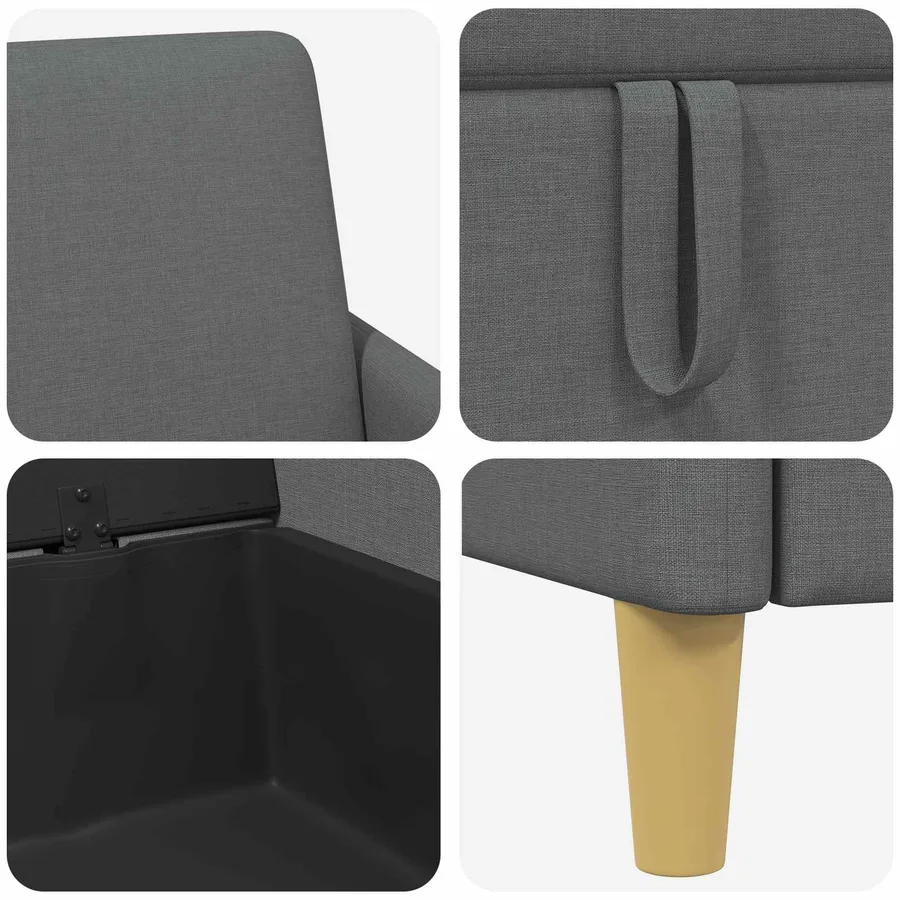 Sofa avec rangement Gris foncé 72 x 78 x 87 cm Polyester - 7
