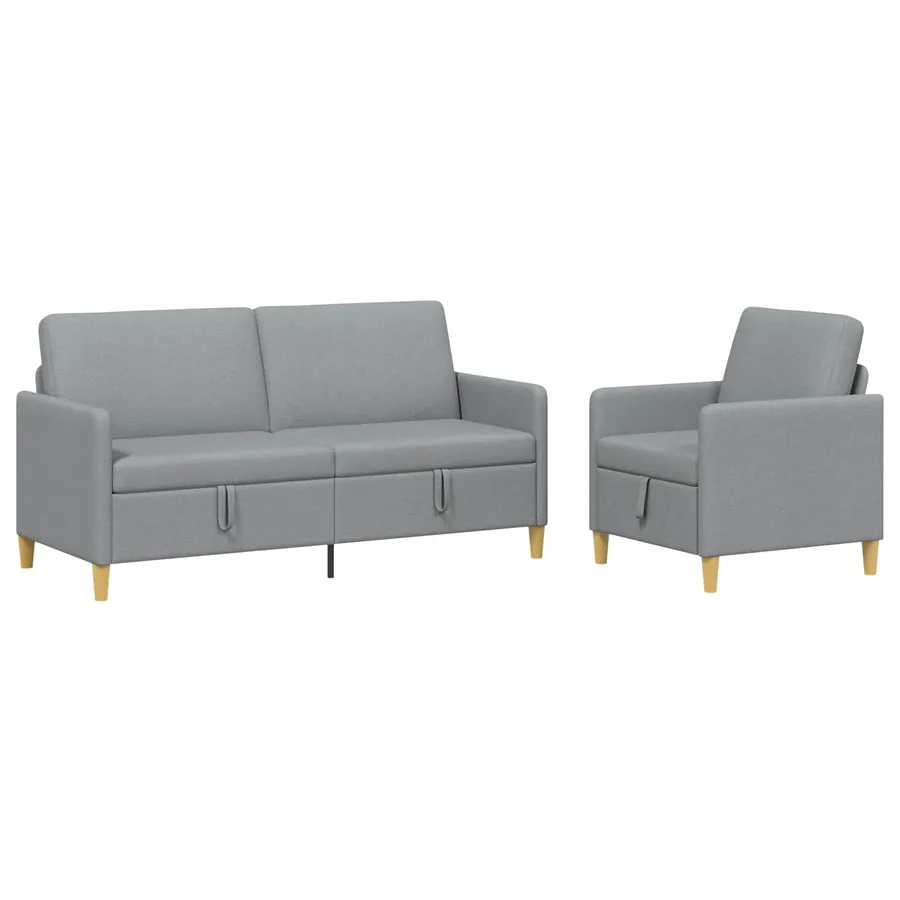 Canapé avec rangement 2 pcs Gris clair Polyester - 2