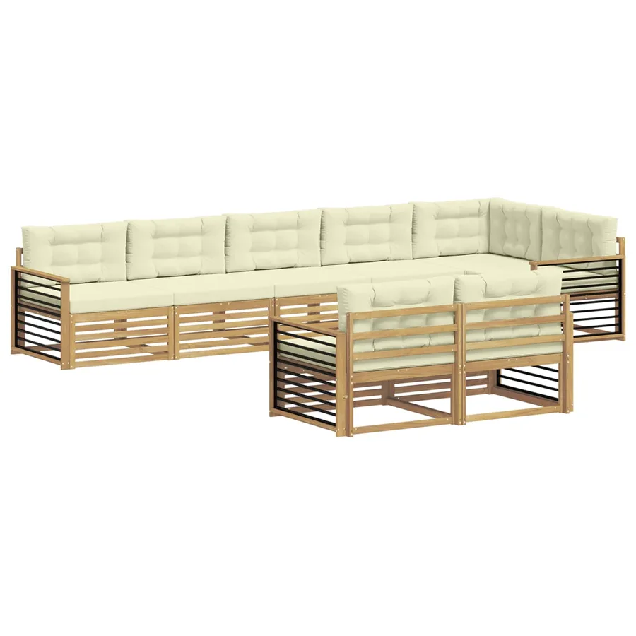 Ensemble de canapés d'extérieur 8 pc Blanc et crème Polyester - 2
