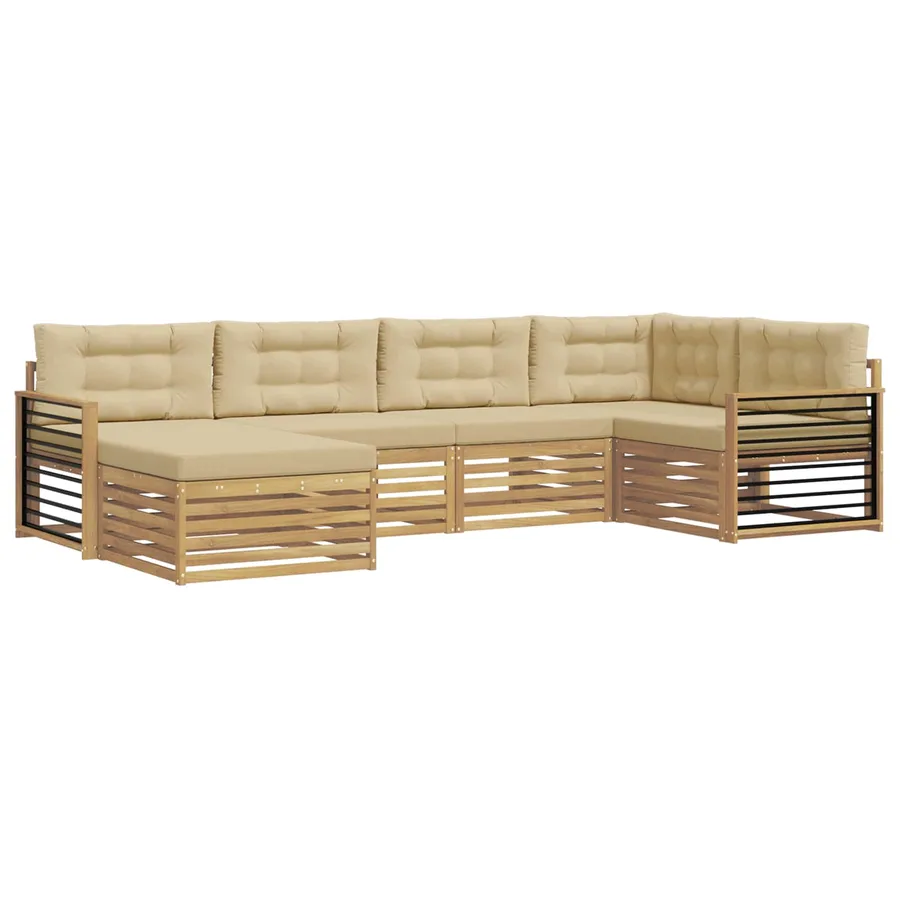 Ensemble de canapés d'extérieur 6 pc Blanc et Beige Polyester - 2