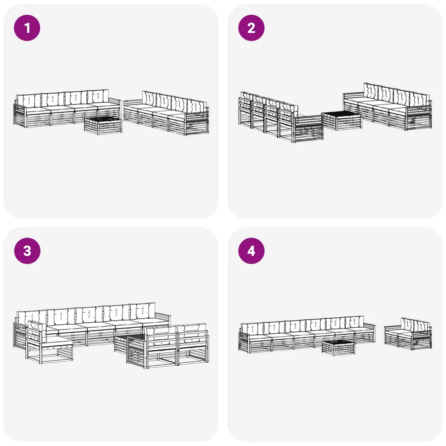 Ensemble de canapés d'extérieur 9 pc Blanc et anthracite - 6