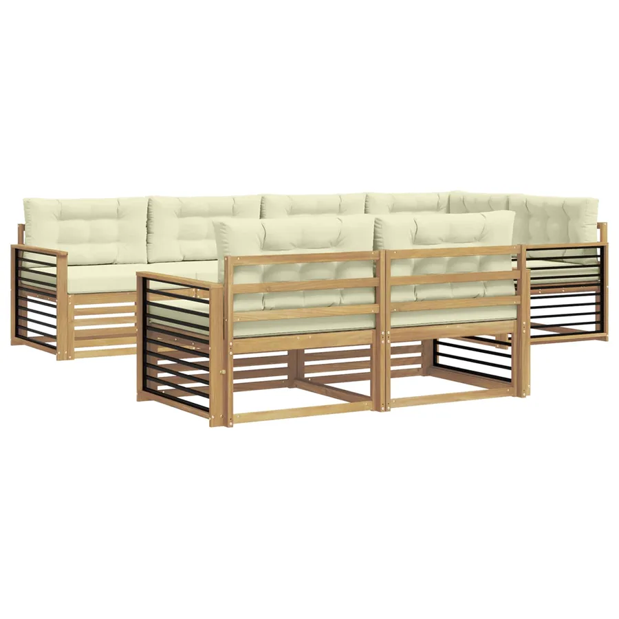 Ensemble de canapés d'extérieur 7 pc Blanc et crème Polyester - 2