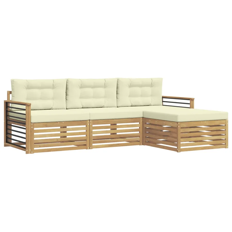 Ensemble de canapés d'extérieur 4 pc Blanc et crème Polyester - 2