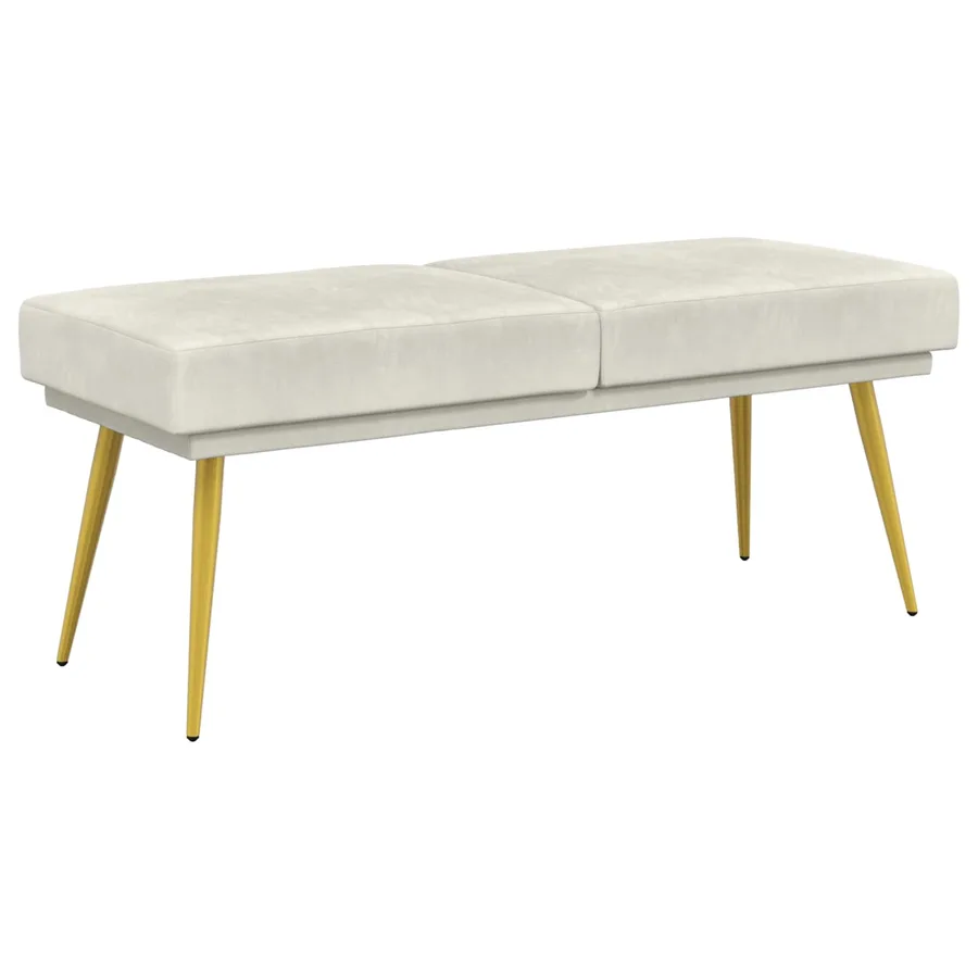 Banc à double couche Crème 120 x 45 x 46 cm Velours - 2