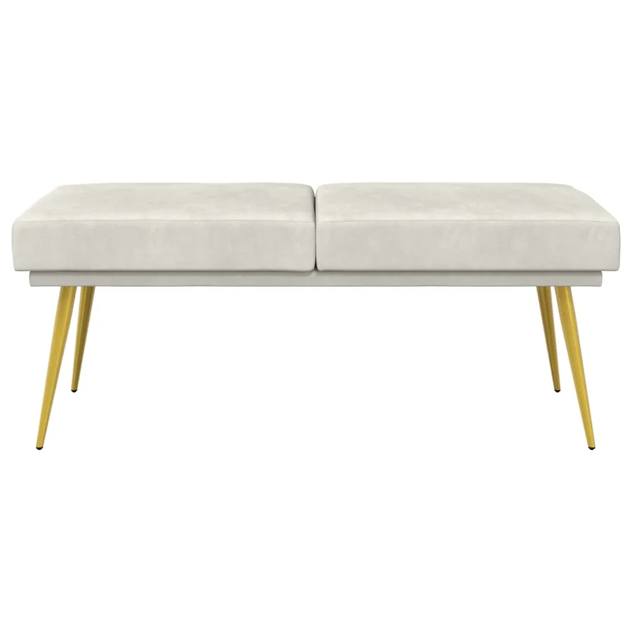 Banc à double couche Crème 120 x 45 x 46 cm Velours - 5