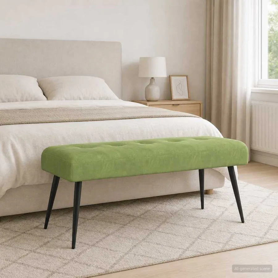 Banc avec capitonnage bouton Vert clair 110 x 40 x 46 cm