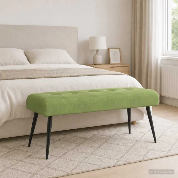Banc avec capitonnage bouton Vert clair 110 x 40 x 46 cm