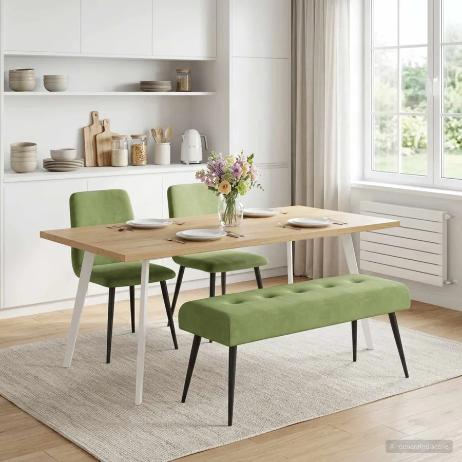 Banc avec capitonnage bouton Vert clair 110 x 40 x 46 cm - 3