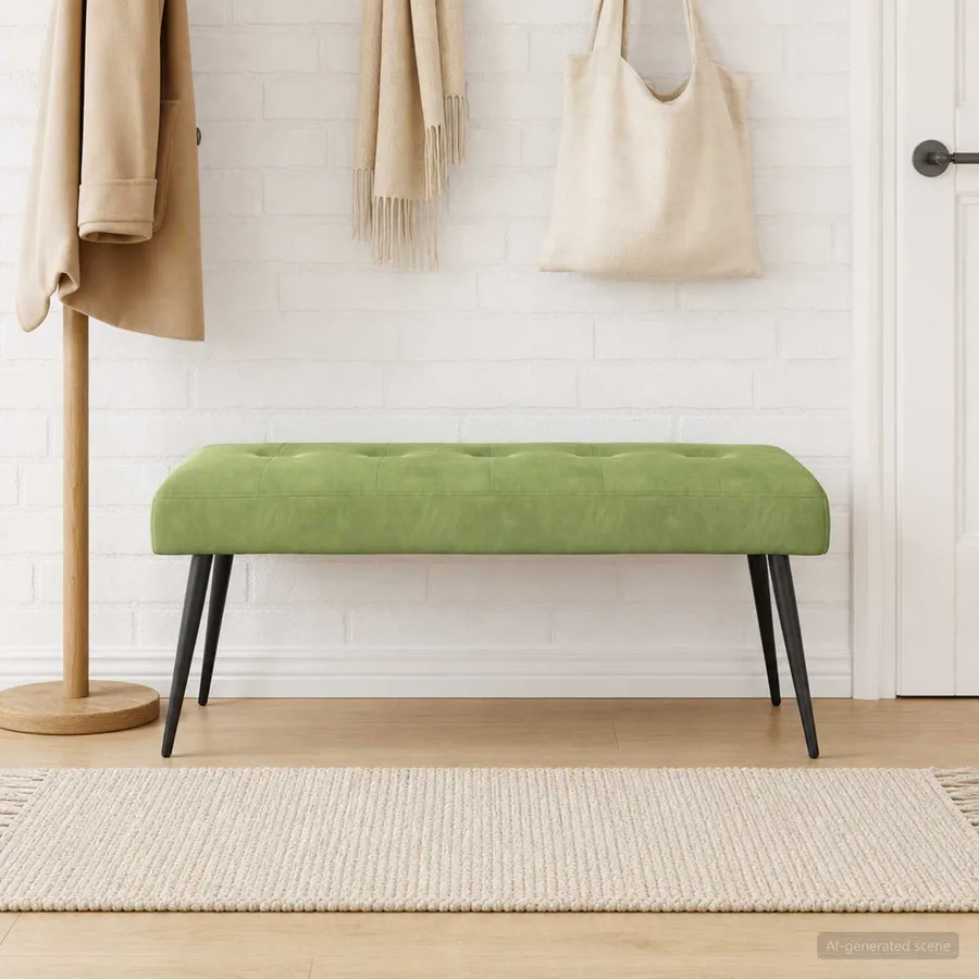 Banc avec capitonnage bouton Vert clair 110 x 40 x 46 cm - 4