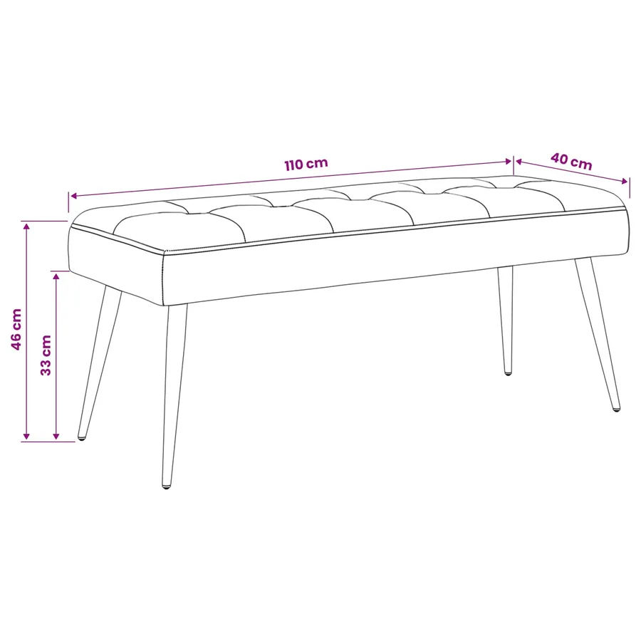 Banc avec capitonnage bouton Vert clair 110 x 40 x 46 cm - 9