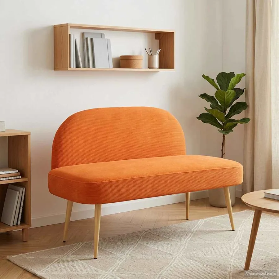 Banc rembourré avec dossier Orange 110 x 60 x 76 cm