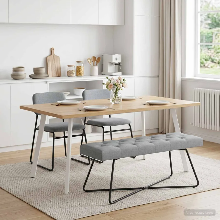 Banc avec capitonnage bouton Gris clair 110 x 40 x 46 cm Tissu