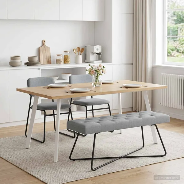 Banc avec capitonnage bouton Gris clair 110 x 40 x 46 cm Tissu