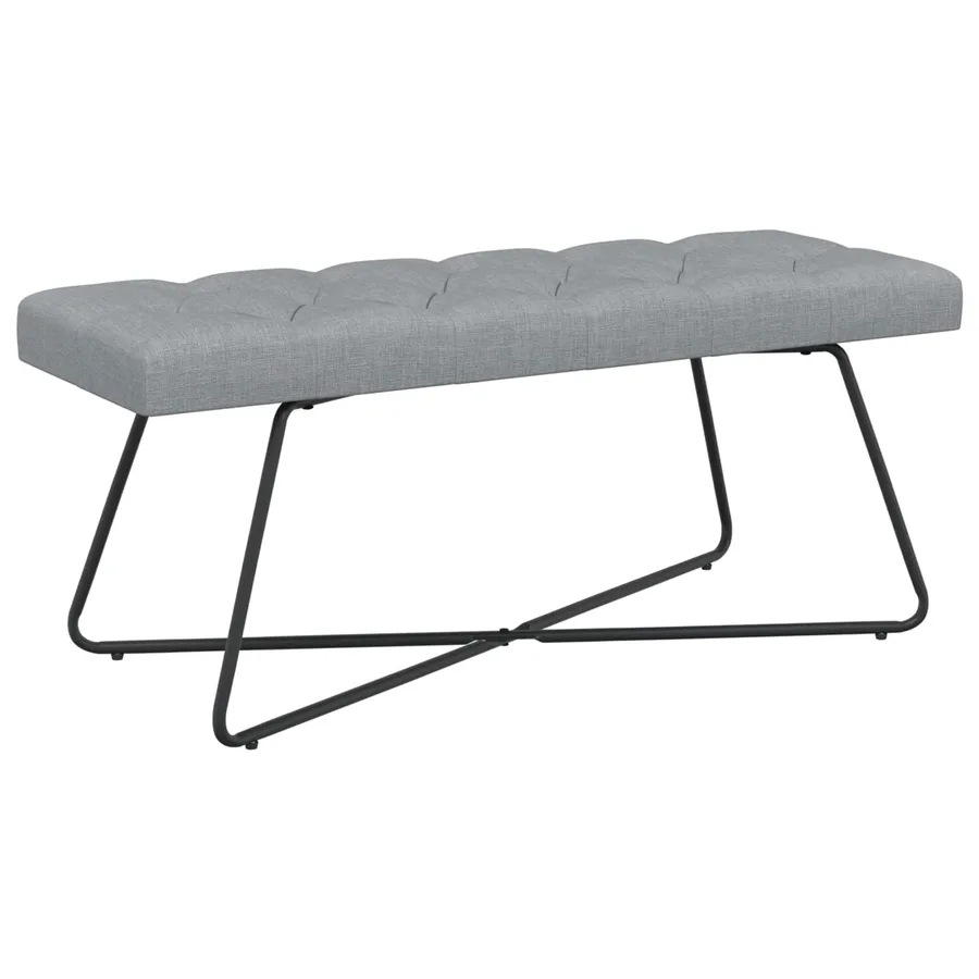 Banc avec capitonnage bouton Gris clair 110 x 40 x 46 cm Tissu - 2