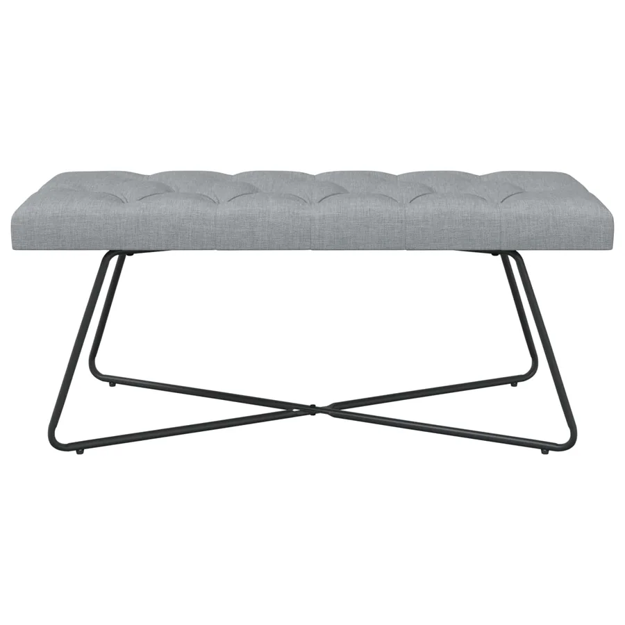 Banc avec capitonnage bouton Gris clair 110 x 40 x 46 cm Tissu - 5