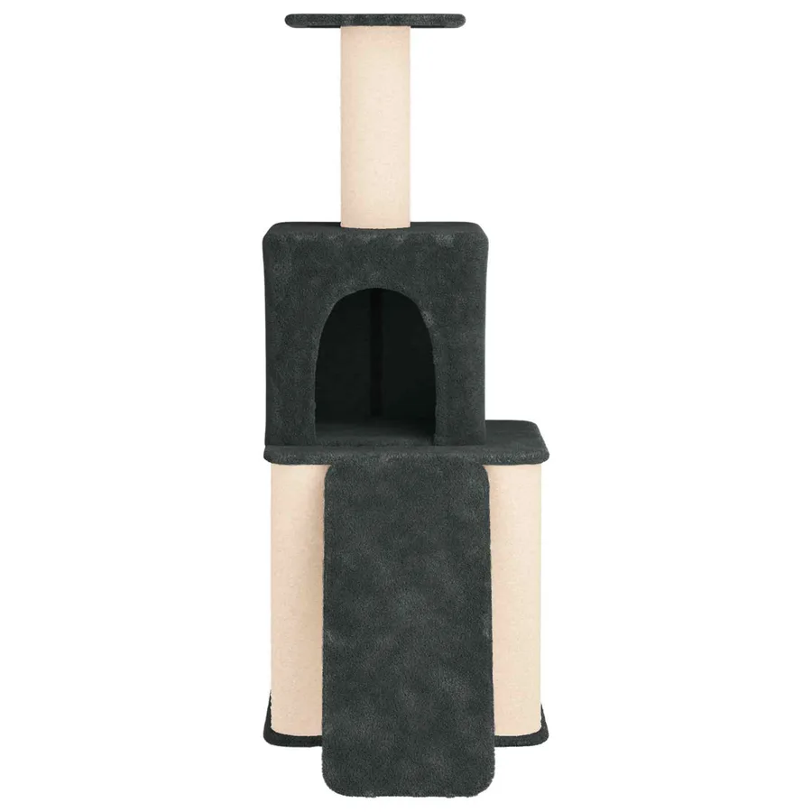 Arbre à chat avec poteaux à griffer en sisal Gris foncé 146 cm - 4