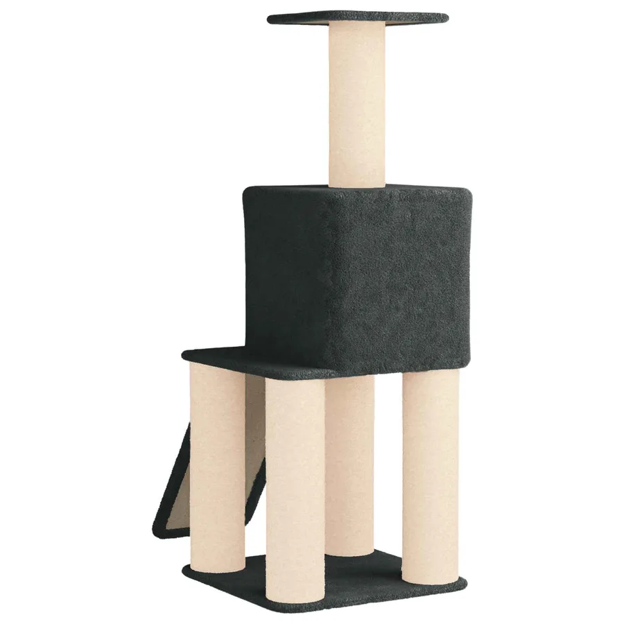 Arbre à chat avec poteaux à griffer en sisal Gris foncé 146 cm - 6