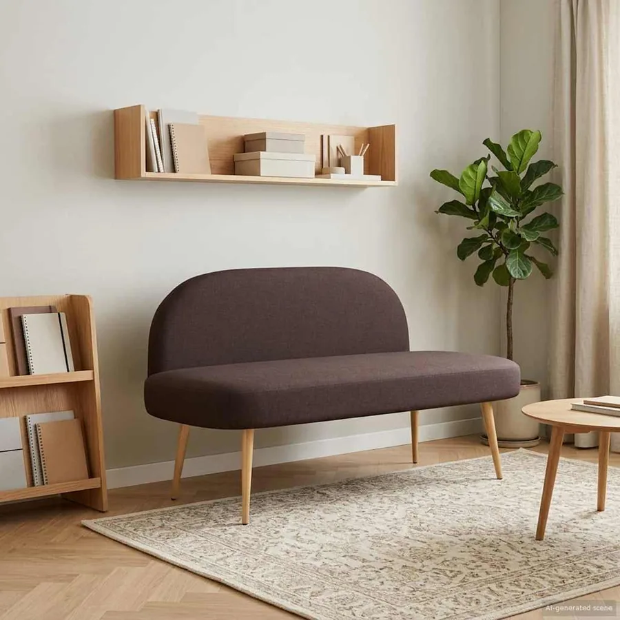 Banc rembourré avec dossier Marron foncé 110 x 60 x 76 cm