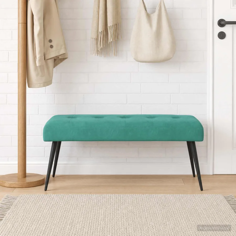 Banc avec capitonnage bouton Turquoise 110 x 40 x 46 cm Velours