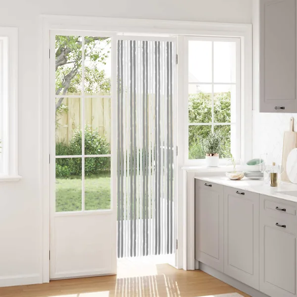 Rideau anti-insectes en chenille Gris et blanc 56 x 200 cm