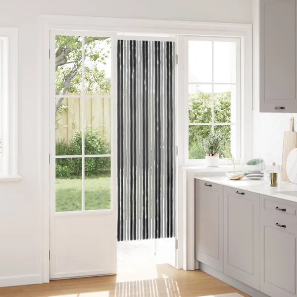 Rideau anti-insectes en chenille Gris et Noir 56 x 185 cm
