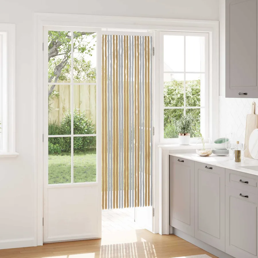 Rideau anti-insectes en chenille Gris et Beige 56 x 185 cm