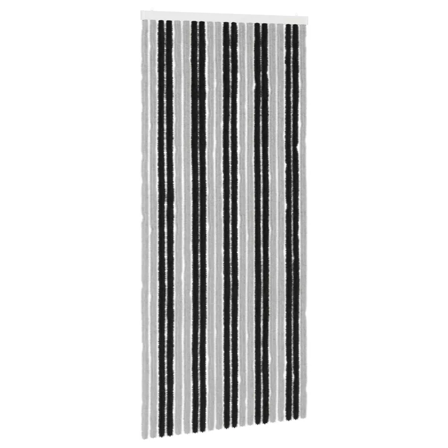 Rideau anti-insectes en chenille Gris et Noir 90 x 200 cm - 2