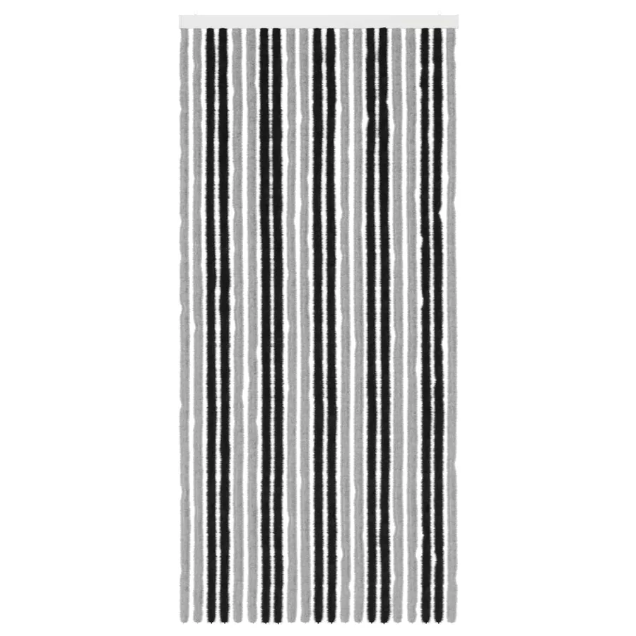 Rideau anti-insectes en chenille Gris et Noir 90 x 200 cm - 3