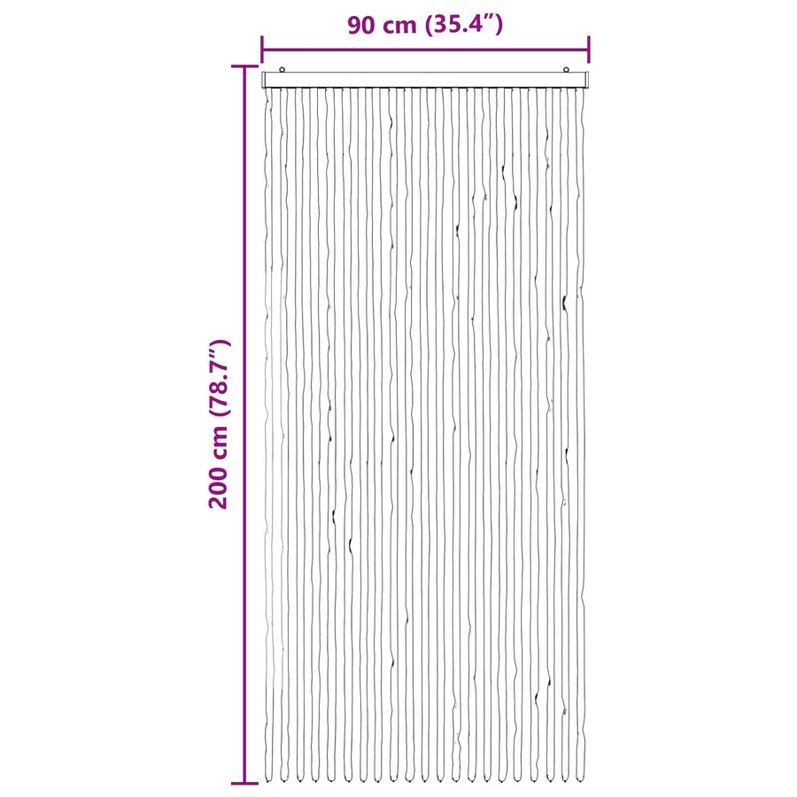 Rideau anti-insectes en chenille Gris et Noir 90 x 200 cm - 6