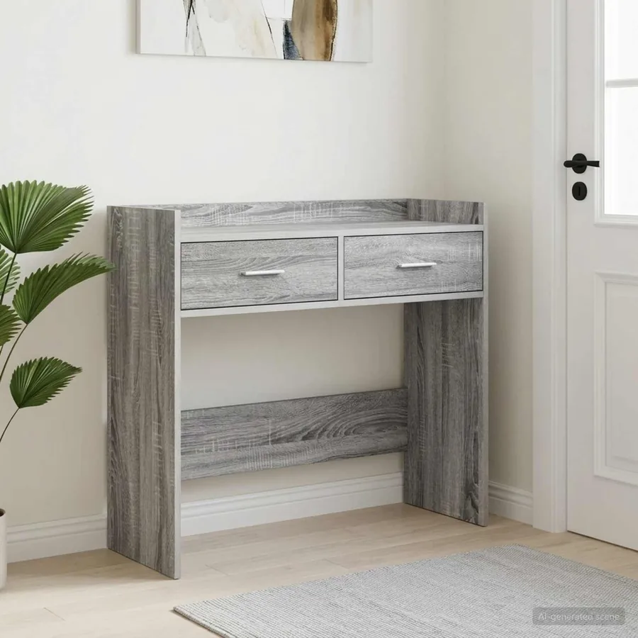Table console Sonoma gris 90 x 35 x 80 cm Bois d'ingénierie