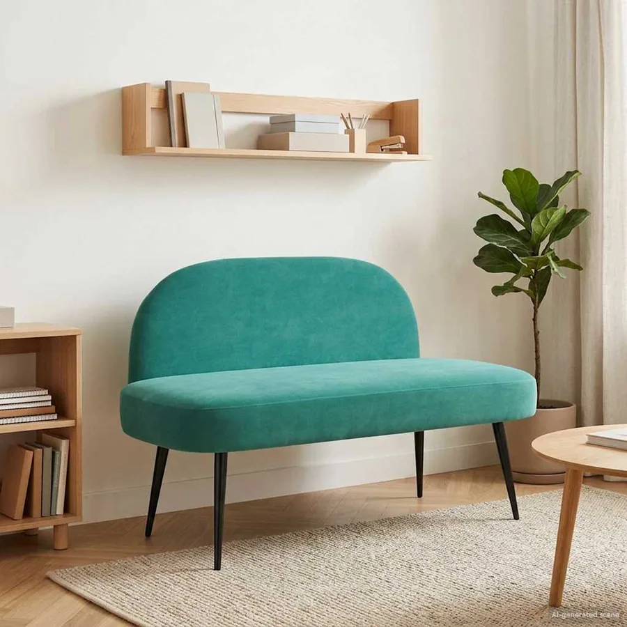 Banc rembourré avec dossier Turquoise 110 x 60 x 76 cm Velours
