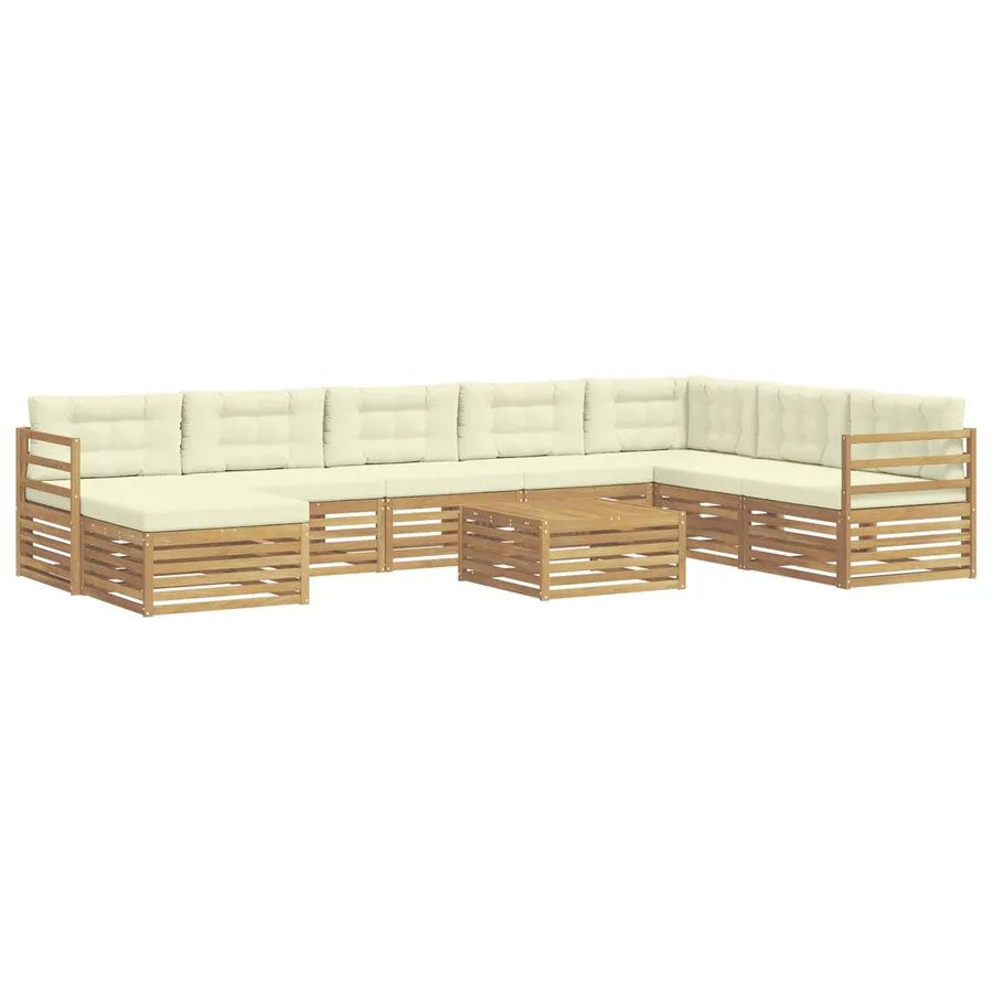 Ensemble de canapés d'extérieur 9 pc Blanc et crème Polyester - 2