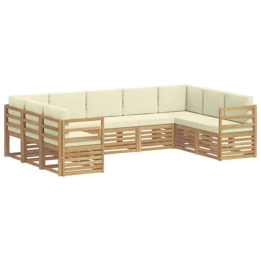 Ensemble de canapé d'angle 9 pcs Blanc et crème Polyester - 2