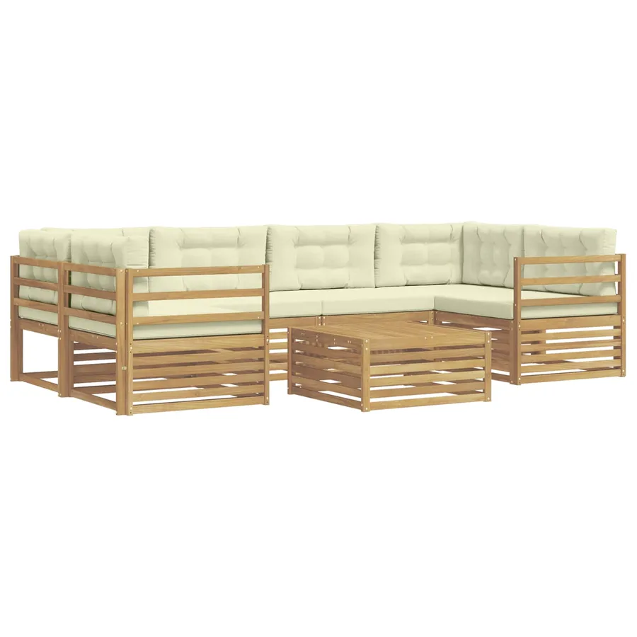 Ensemble de canapés d'extérieur 7 pc Blanc et crème Polyester - 2