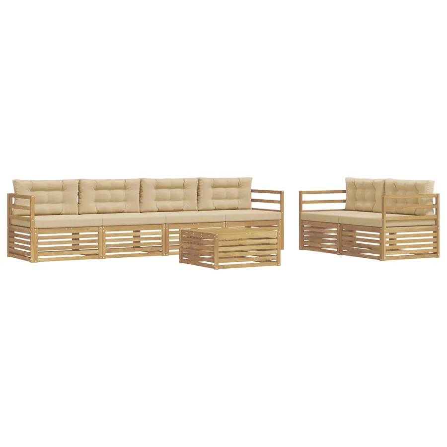 Ensemble de canapés d'extérieur 7 pc Blanc et Beige Polyester - 2