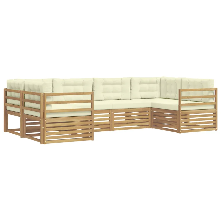 Ensemble de canapés d'extérieur 6 pc Blanc et crème Polyester - 2