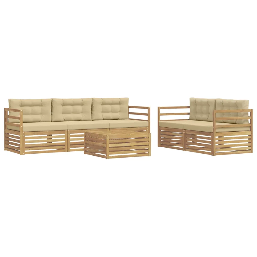 Ensemble de canapés d'extérieur 6 pc Blanc et Beige - 2