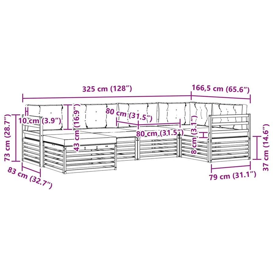 Ensemble de canapés d'extérieur 6 pc Blanc et gris clair - 7