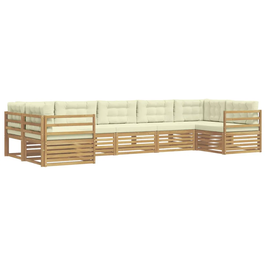 Ensemble de canapés d'extérieur 7 pc Blanc et crème Polyester - 2