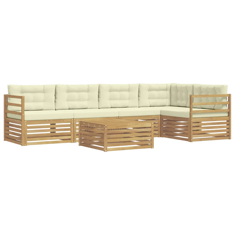 Ensemble de canapés d'extérieur 6 pc Blanc et crème Polyester - 2