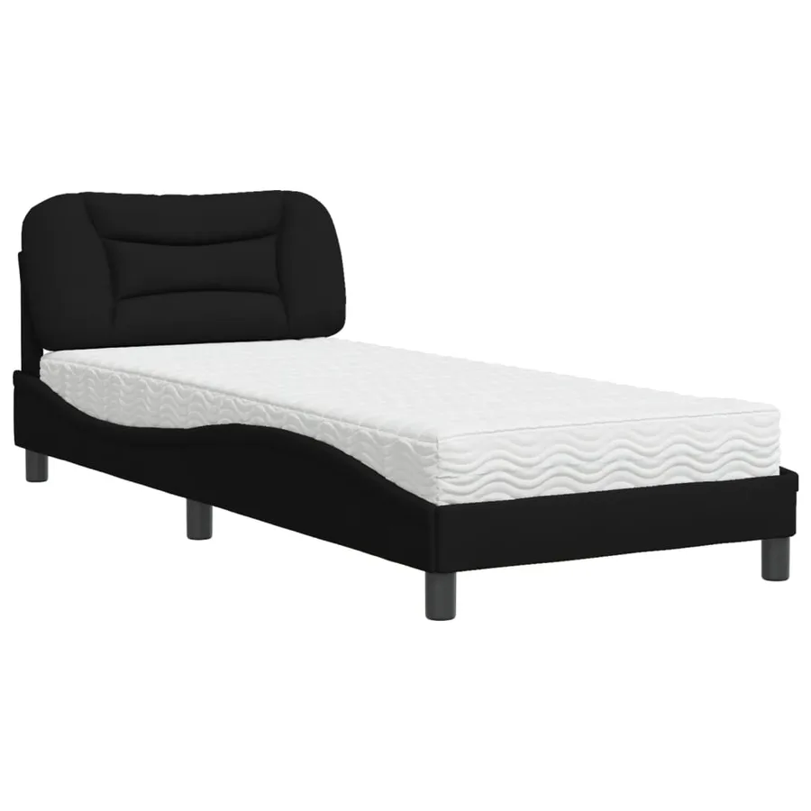 Lit avec matelas Hvar noir 90x200 cm tissu - 2