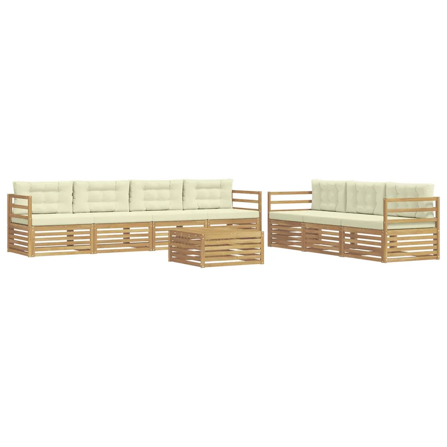 Ensemble de canapés d'extérieur 8 pc Blanc et crème Polyester - 2