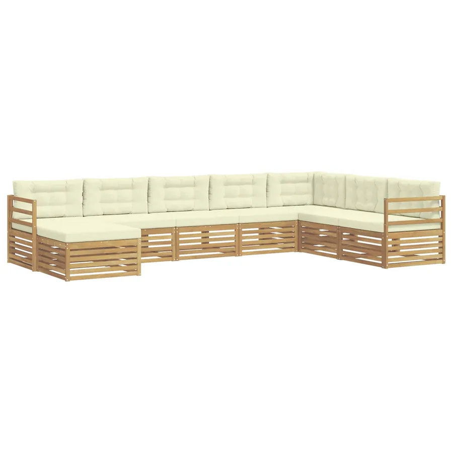 Ensemble de canapés d'extérieur 8 pc Blanc et crème Polyester - 2