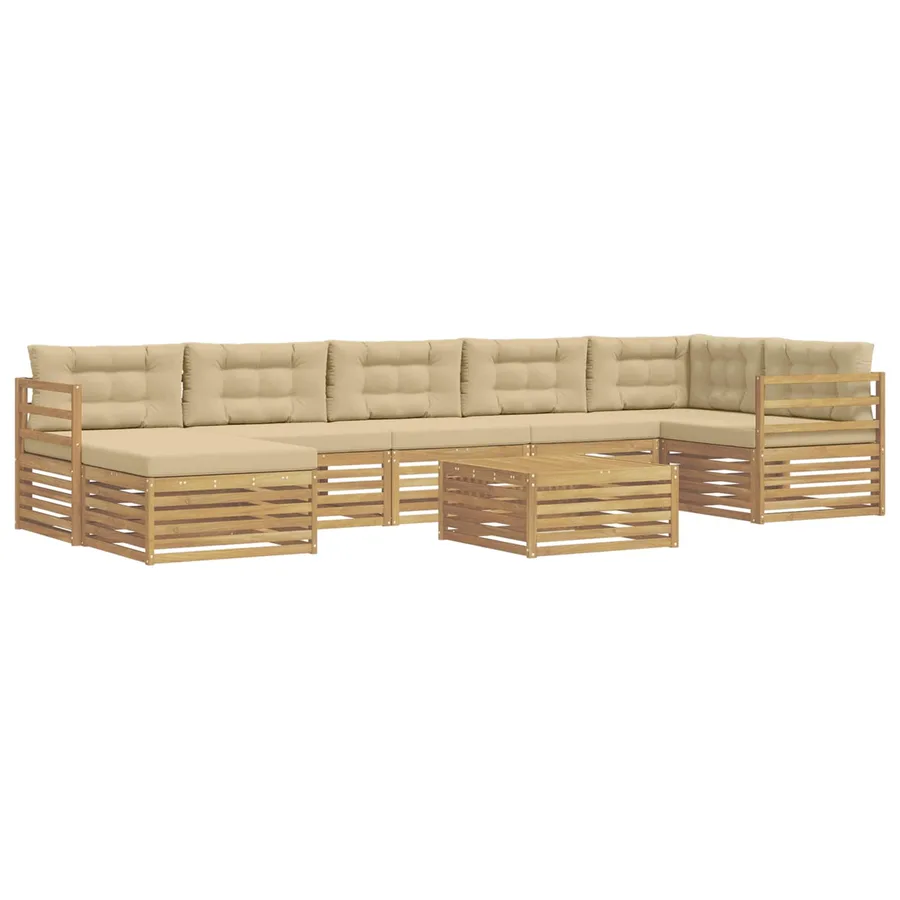 Ensemble de canapés d'extérieur 8 pc Blanc et Beige Polyester - 2