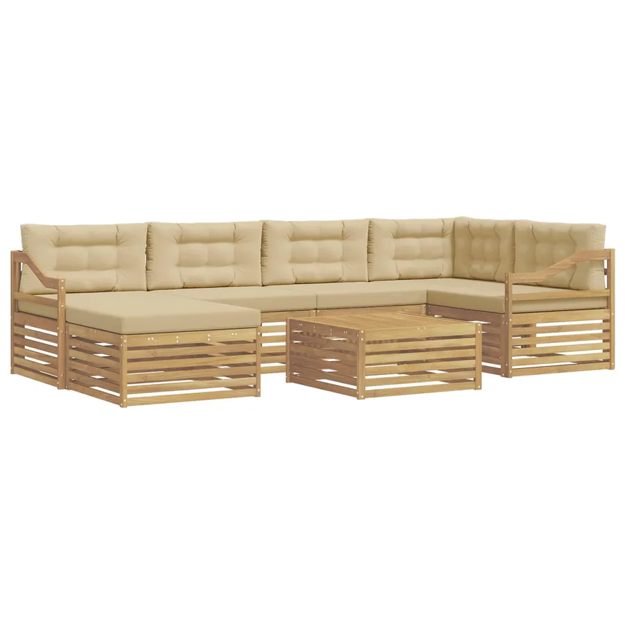 Ensemble de canapés d'extérieur 7 pc Blanc et Beige - 2